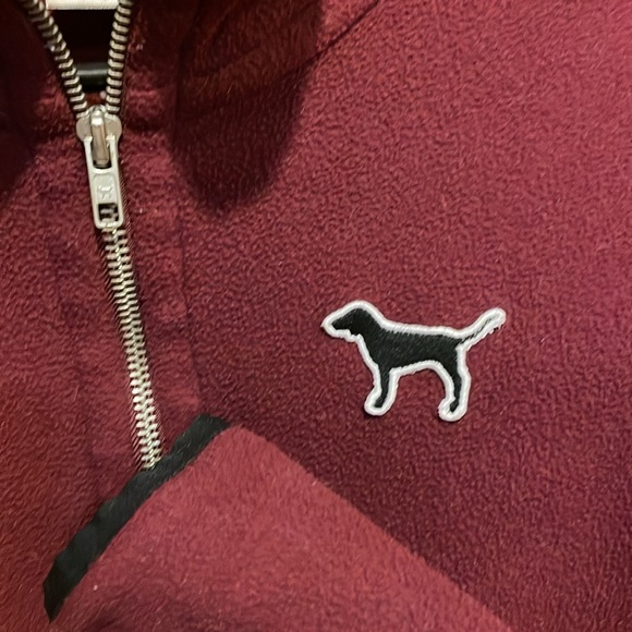 PINK size small burgundy wine fleece quarter zip - Picture 4 of 6